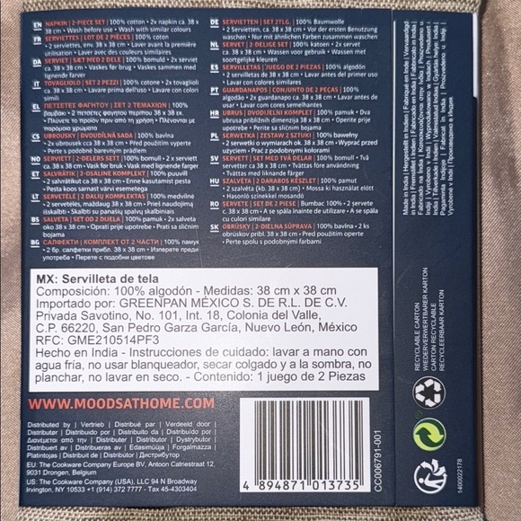 Classic Cottagecore Natural 16” Cotton Square Napkins Monogram Ready New 6-Set/2 - Picture 6 of 10